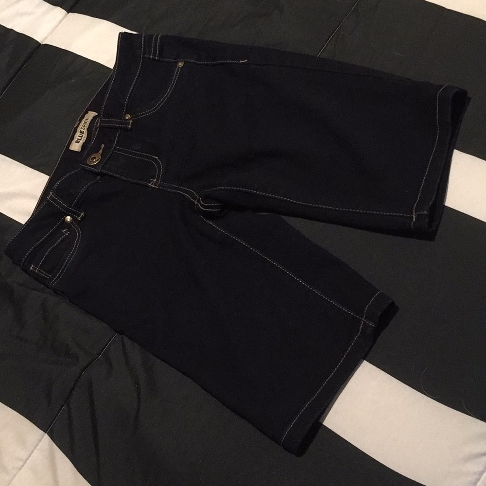 Blue spice knee shorts